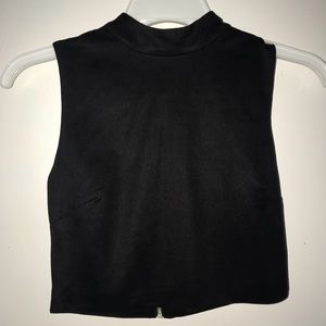 Suede black crop top